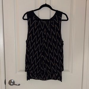 Lucky Brand Sleeveless Black Zigzag Pattern Tank Top
